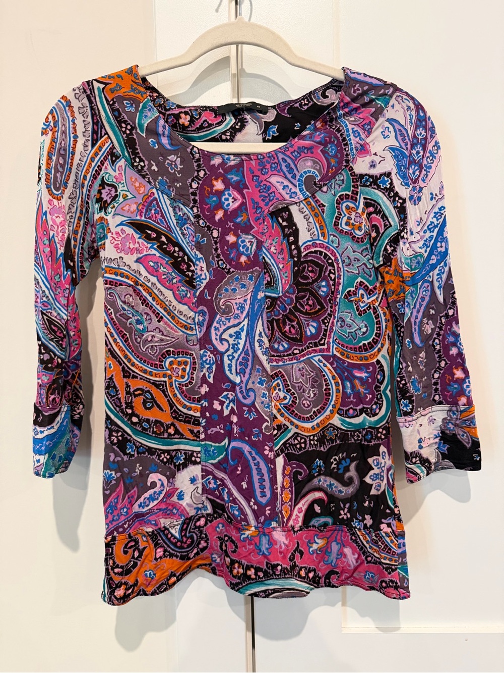 Etro Purple Multi Paisley Long Sleeve Shirt Sz‎ 40 US S Quier Luxury Old Money